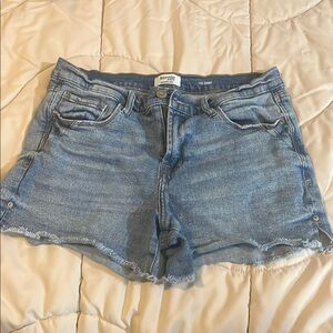 Kensie Blue Jean Shorts with Frayed Hem